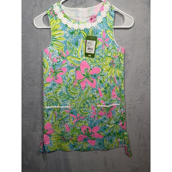 Lilly Pulitzer Other - Lilly Pulitzer Girls Coconut Jungle Shift Dress Sleeveless Floral Pink Green 10